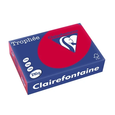 Image de 250 feuilles A4 210g Couleur vives Rouge Groseille Trophée Clairefontaire 2211C