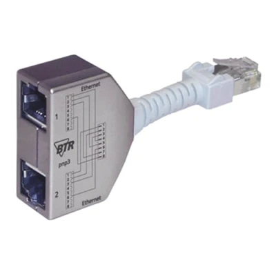 Afbeelding van Metz Connect RJ45 Netwerk Y adapter CAT 5 [2x bus 1x stekker] Zilver