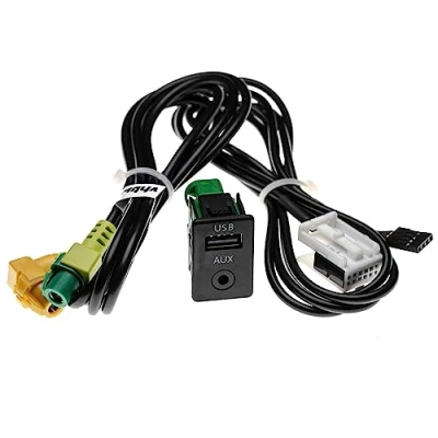 Afbeelding van vhbw AUX USB audio adapterkabel voor autoradio (100 cm) compatibel met VW RCD300, RCD310, RCD510, Polo V (type 6R) 04/2009+, RCD030
