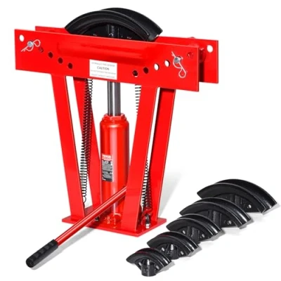 Afbeelding van VEVOR Hydraulische buisbuigmachine, 13 51 mm, koperen pijpbuigmachine, belasting 12 ton met 6 matrijzen, buiggereedschap verstelbare rollen 90 180, voor het buigen van verschillende soorten