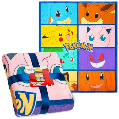 Afbeelding van Pokemon Fleecebed, deken, 150 x 130 cm, accessoires voor beddengoed, cadeau kinderen, tieners