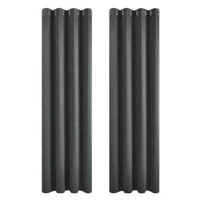 Afbeelding van Deconovo Thermo isolerende verduisteringsgordijnen, voor woonkamer en slaapkamer, modern design met oogjes, 117 x 229 cm (breedte hoogte), donkergrijs, 2 stuks
