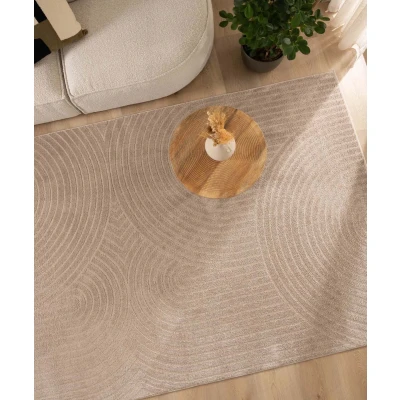 Afbeelding van Scandinavisch Vloerkleed Contour Curve Beige 300x400 Cm