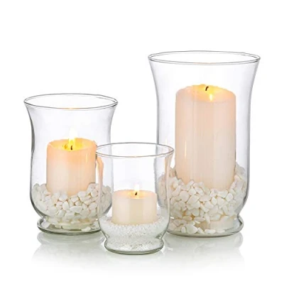 Afbeelding van Orkaan Kaarsenhouder 3 Stks Glazen Pijler Kandelaar Clear Vaas Kerst Halloween Centerpieces Fit voor Theelicht Votief Drijvende Kaars Bruiloft Tafel Eetkamer Tuin Decor