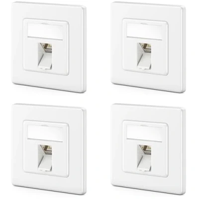 Afbeelding van deleyCON 4 x keystone set + CAT8 netwerkbehuizing 2000 MHz 40 Gbit/s inbouw, en module met RJ45 stekker, afscherming STP, metalen behuizing, databehuizing