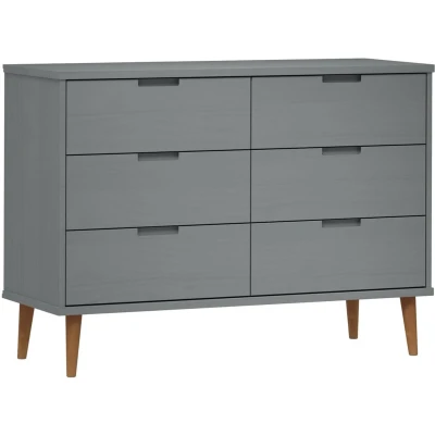 Afbeelding van vidaXL Ladekast MOLDE 113x40x80 cm massief grenenhout grijs