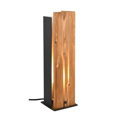 Afbeelding van Trio Leuchten Tafellamp KARUNI 563300130, mat zwart metaal, natuurlijk hout, excl. 1x E27