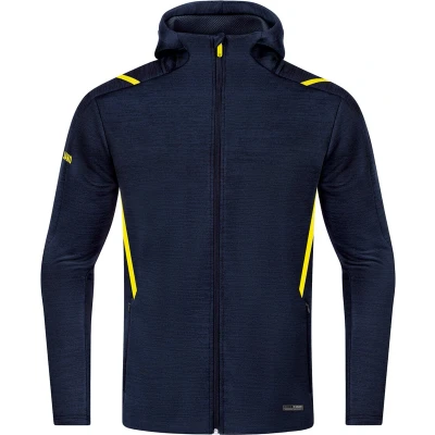 Afbeelding van Vrijetijdsvest met kap Challenge Marine gemeleerd/fluogeel / 3XL