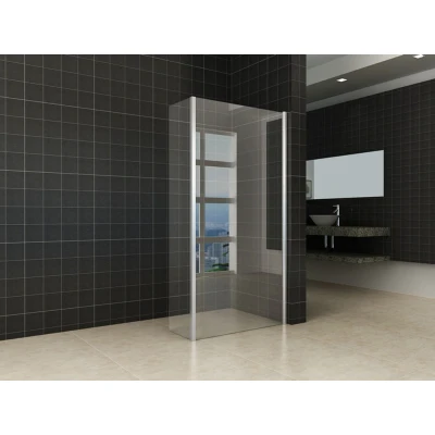 Afbeelding van Wiesbaden Zijpaneel 30 x 200 cm met hoekprofiel voor inloopdouche chroom 10 mm NANO helder glas