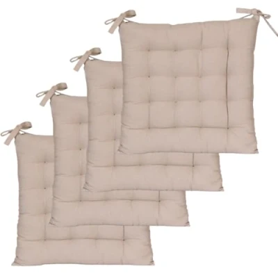 Afbeelding van Atout Ciel Set van 4 stoelkussens, vierkant, tweekleurig, 40 x cm, taupe/antraciet