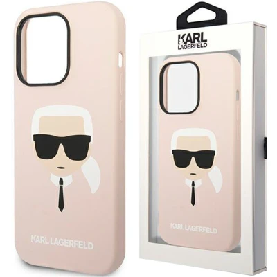 Afbeelding van Karl Lagerfeld geschikt voor iPhone 14 Pro Max Hardcase Backcover Karl&#039;s Head Magsafe Compatible Roze