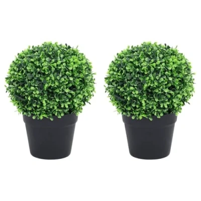 Afbeelding van vidaXL Kunstplanten met pot 2 st buxus bolvorming 32 cm groen
