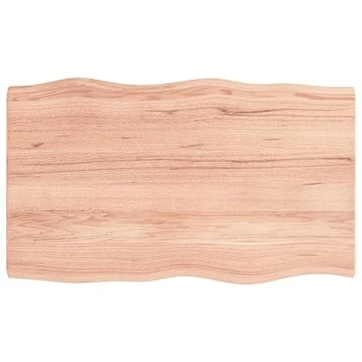 Afbeelding van Tafelblad natuurlijke rand 100x60x4 cm eikenhout lichtbruin