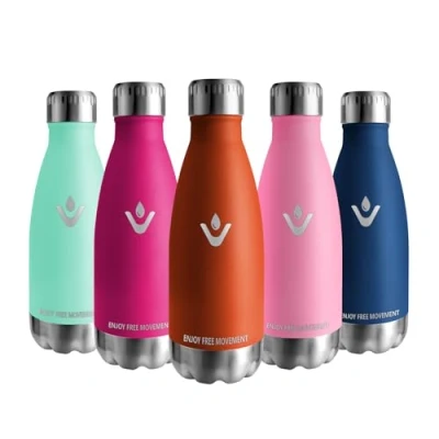 Afbeelding van Vikaster 350 ml thermosfles, lekvrij, BPA vrij, herbruikbaar, roestvrij staal, voor fiets, camping, yoga, fitnessstudio, fitness, school, reizen, outdoor