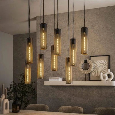 Afbeelding van Hoyz Collection Hanglamp 5+4 Tube Mesh Artic Zwart