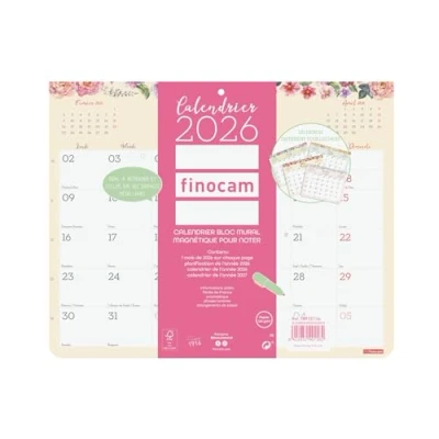 Afbeelding van Finocam Magnetische kalender 2026, 1 maand per pagina, januari december 2026 (12 maanden) om op te schrijven maandplanner blokdesign Frans