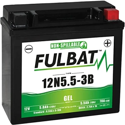 Afbeelding van Fulbat Batterij GEL SLA 12N5.5 3B 12V 5,5Ah 70AMPS 135x60x130 + rechts