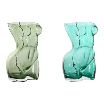 Afbeelding van Vaas Home ESPRIT Blauw Groen Kristal 18 x 17 28 cm (2 Stuks)