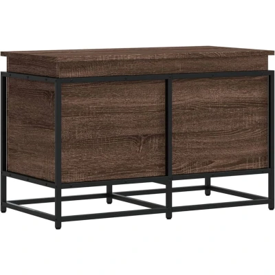 Afbeelding van Opbergbox met deksel 80x40x51,5 cm bewerkt hout bruin eiken