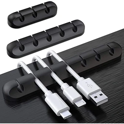 Afbeelding van SOULWIT® 3 Pack Kabelhouder Clips, kabelmanagement koord organizer zelfklevend voor USB oplaadkabel netsnoer muis kabel draad pc kantoor thuis