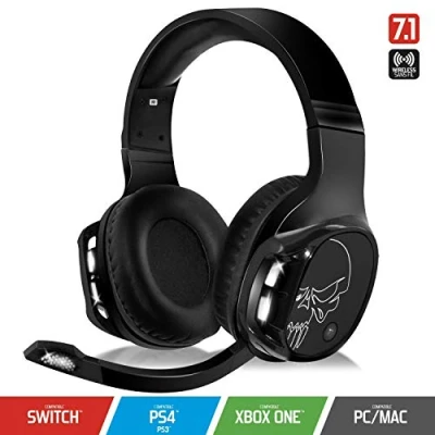 Afbeelding van SPIRIT OF Gamer XPERT H1100 Draadloze hoofdtelefoon 7.1 Surround zwart Pro witte leds kunstleer flexibele microfoon 12 uur looptijd PC/PS4/Xbox One/SWITCH/MAC