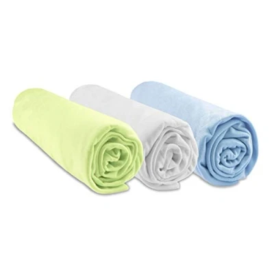 Image de Lot de 3 draps housse Bambou pour Couffin 32x72 anis blanc ciel