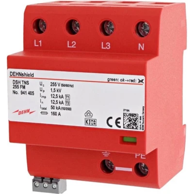 Afbeelding van DEHN 941405 DSH TNS 255 FM Combi afleider Overspanningsbeveiliging voor: Verdeelkast 50 kA 1 stuk(s)