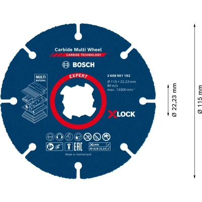 Afbeelding van Bosch 2608901192 EXPERT X LOCK Doorslijpschijf Carbide Multi Wheel 115mm