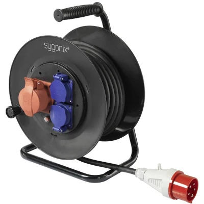 Afbeelding van Sygonix SY 5806894 Kabelhaspel 25 m Zwart CEE stekker 16 A 5 polig