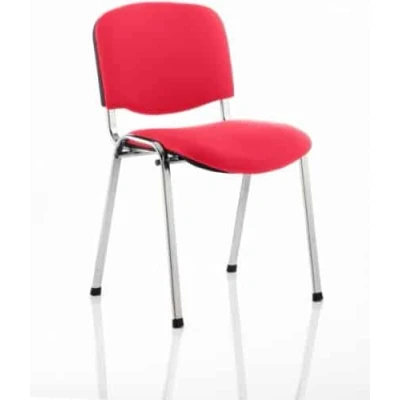 Afbeelding van Vergaderstoel of conferentiestoel basic chroom frame zonder armleuningen Rood stof