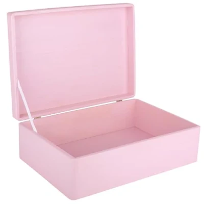 Afbeelding van Creative Deco XL Roze Houten Doos Opbergdoos 40 x 30 14 cm met Deksel Kerst, Kerstmis Cadeau