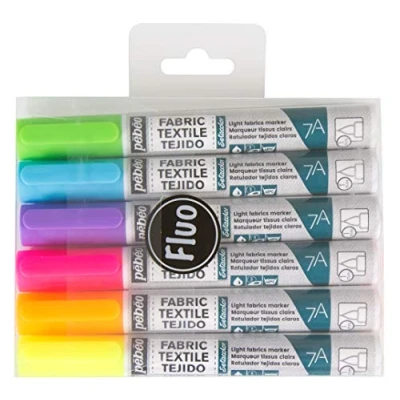 Afbeelding van Pebeo textiel stiften set van 6 fluor kleuren