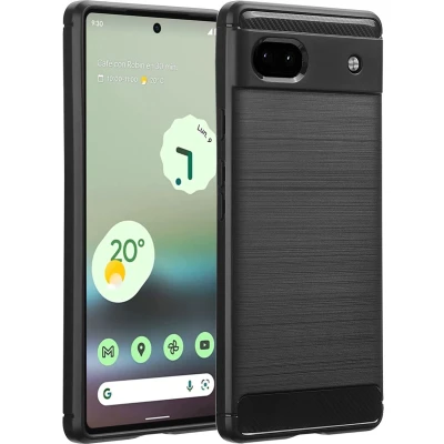 Afbeelding van imoshion Hoesje Geschikt voor Google Pixel 6a Siliconen Brushed Backcover Zwart