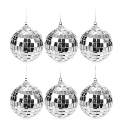 Afbeelding van COM FOUR® 6x disco bal spiegel om op te hangen voor feest oudejaarsavond, verjaardag, themafeest Ø 6 cm (Ø 6cm)