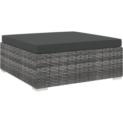 Afbeelding van Voetensteun met kussen sectioneel Poly Rattan Grey
