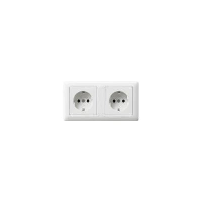Afbeelding van GIRA Systeem 55 Wandcontactdoos met randaarde + afdekraam 2V Zuiver wit 479303