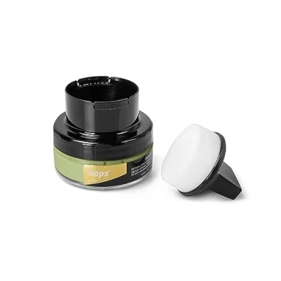 Afbeelding van Kaps schoencrème met spons applicator, intensieve leerverzorging en voedend, voor lederwaren, delicaat, 70 kleuren, 148 Groene appel Apple Green, 50 ml 1,70 fl.oz.,