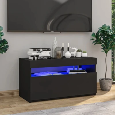 Afbeelding van Tv meubel met LED verlichting 75x35x40 cm zwart