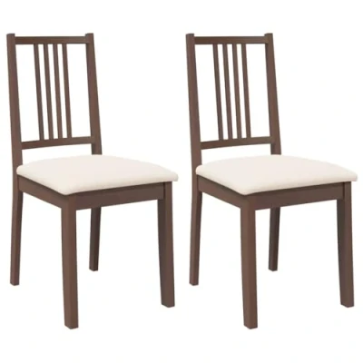 Image de vidaXL Chaises à manger coussins 2 pcs marron bois massif caoutchouc4102499