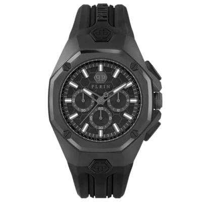 Afbeelding van Philipp Plein Octagon PWTBA0623 Horloge Siliconen Zwart Ø 45 mm