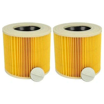 Afbeelding van vhbw® 2 x vervangende cartridgefilterset, vervanging voor Kärcher 6.414 552.0 droog en vloeistofstofzuiger, multifunctionele stofzuiger