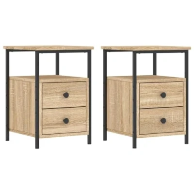 Image de vidaXL Tables de chevet 2pcs chêne sonoma 34x35,5x50cm bois ingénierie826016
