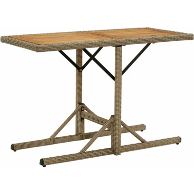 Afbeelding van Tuintafel Massief Acaciahout En Poly Rattan Beige