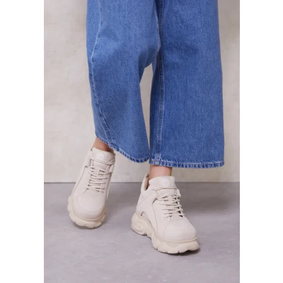 Afbeelding van Buffalo Vegan Corin Sneakers laag, Dames, Maat: 37, Cream Hoogwaardig imitatieleer