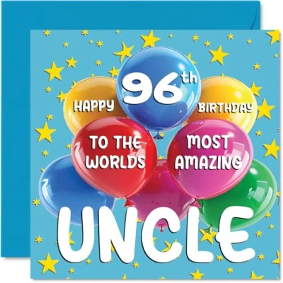 Afbeelding van 96 jaar verjaardagskaart voor oom World&#039;s Most Amazing Uncle van nichtje en neef, 145 mm x mm, jaar, wenskaarten