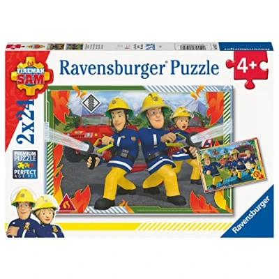 Afbeelding van Ravensburger Kinderpuzzel 2 puzzels 24 stukjes Sam en haar team/brandweerman Meisje of jongen vanaf 4 jaar Premium puzzel posters in ware grootte 80532
