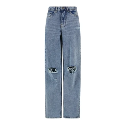 Afbeelding van Urban Classics Distressed 90&#039;s Denim vintage lightblue washed Wijde broek Taille, 26 inch Blauw