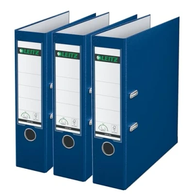 Afbeelding van Leitz 180 Ordner PP A4 Rugbreedte van 80mm Voordeelverpakking (3 stuks) Blauw