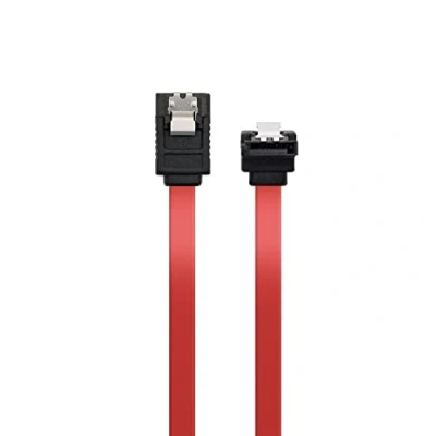 Afbeelding van Ewent SATA III kabel, 6 Gbps snelheid met metalen clips, L type, rood, 50 cm