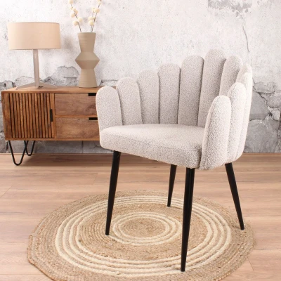 Afbeelding van Flower eetkamerstoel bouclé beige